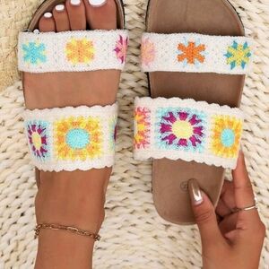 Colorful Crochet Women's Sandals And Crochet Handbag NEW